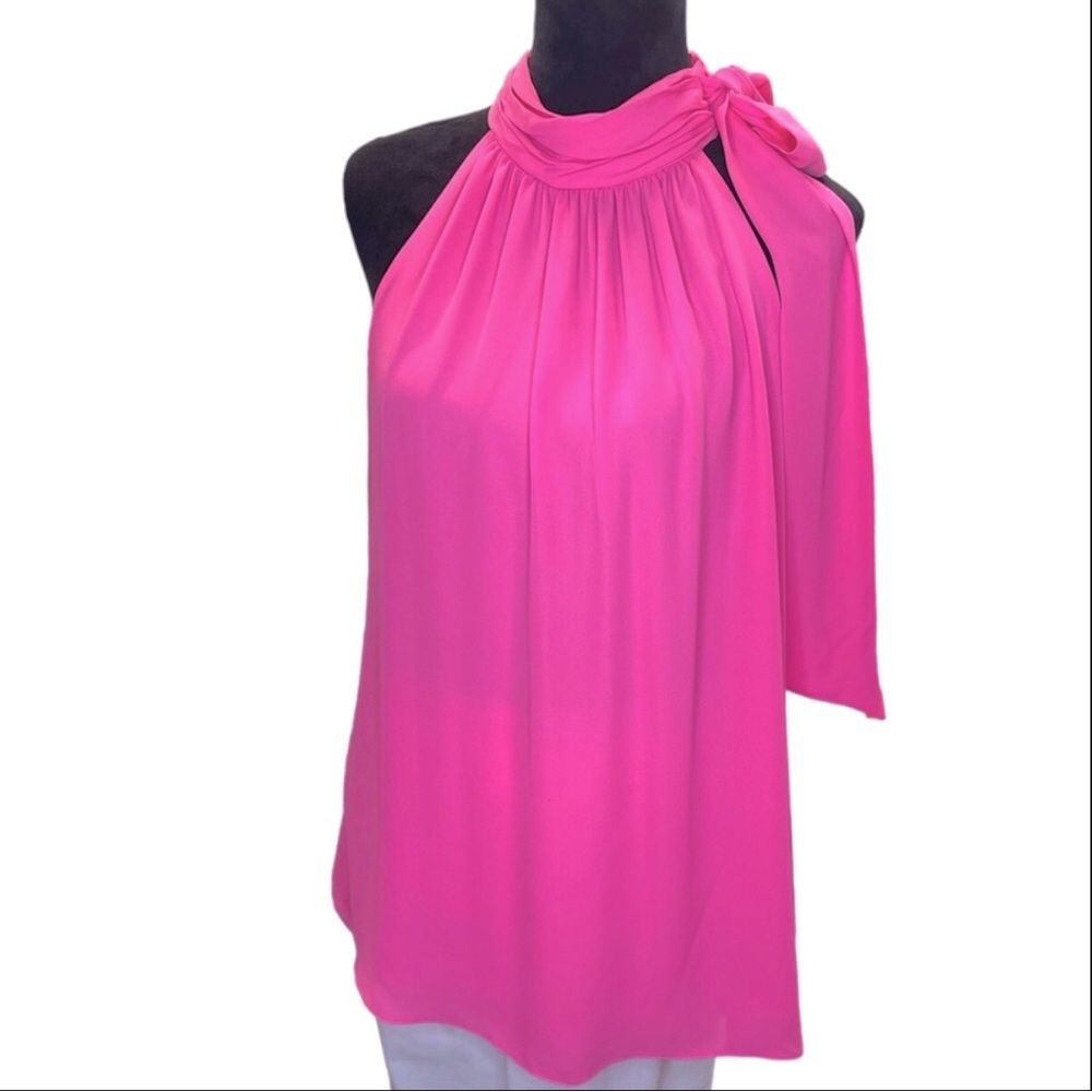 CeCe XL Stunning Pink tie neck halter top